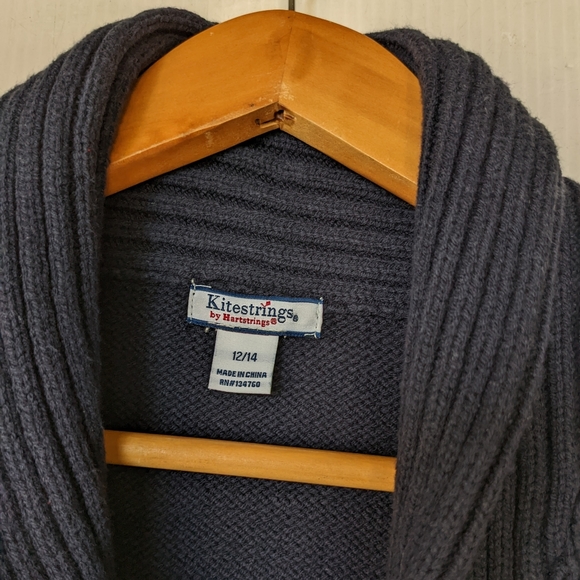 KITESTRINGS kids blue fair isle shawl collar cardigan sweater toggle button - Picture 11 of 11